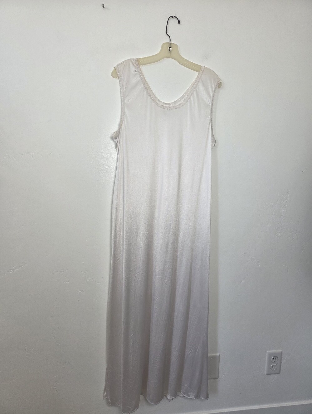 White Nylon Maxi Length Slip Cap Sleeve  Temple Satin Modest Wedding Bridal M-R